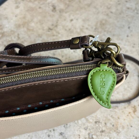 Chala Hummingbird Beige Tan Vegan Leather Handbag Crossbody Purse New - Picture 4 of 5